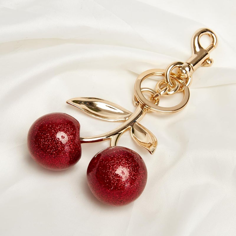 YDF Cherry Keychain Cute Bag Charm Women Leather Keyring Car Keys Gift Mother's Day Birthday Valentine's Purse Accessory - Image 2